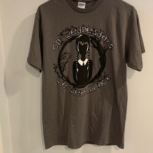 Wednesday  Gray and Black Short Sleeve Tee with Ornate Design